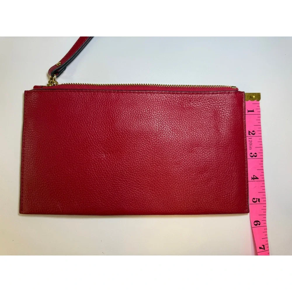 Michael Kors Jet Set Large Women Leather Top Zip Clutch Wristlet Wallet in‎ Red